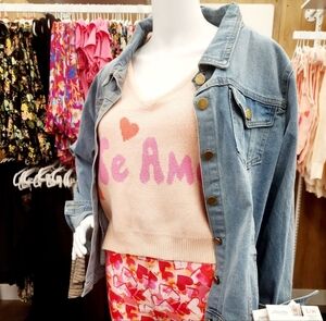 Te Amo Knit Tie Shoulder Tank Top (nwt)